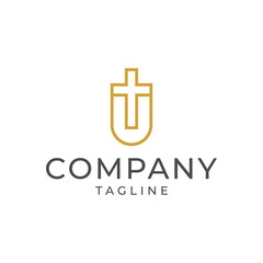 Fototapeta premium line Christian cross icon isolated Church cross logo. Vector Illustration