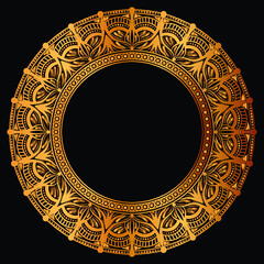 Luxury golden circle frame with vintage mandala gold circular pattern or gold mandala background
