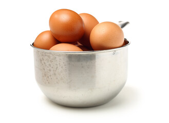 brown eggs on white background
