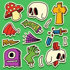 halloween doodle cartoon sticker design