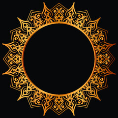 Luxury golden circle frame with vintage mandala gold circular pattern or gold mandala background
