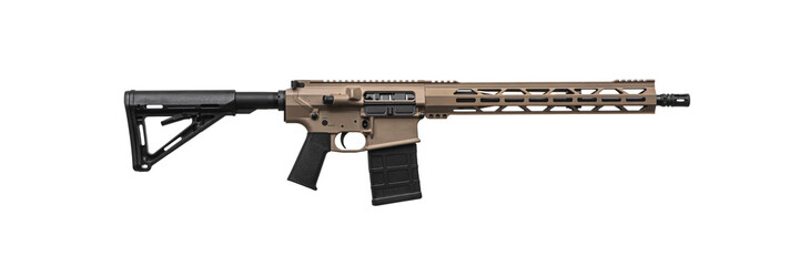 Modern automatic coyote color rifle. Weapons for police, special forces and the army. Automatic...