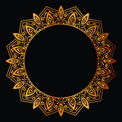 Luxury golden circle frame with vintage mandala gold circular pattern or gold mandala background