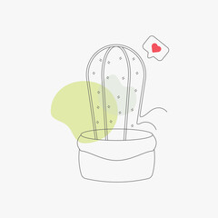 Cactus in pot line drawing