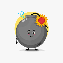 Cute bomb character confused
