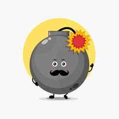 Cute bomb character with mustache