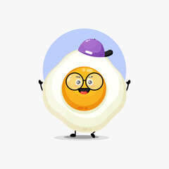 Cute egg character wearing a hat