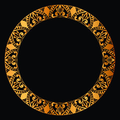 Luxury golden circle frame with vintage mandala gold circular pattern or gold mandala background