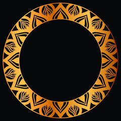 Luxury golden circle frame with vintage mandala gold circular pattern or gold mandala background