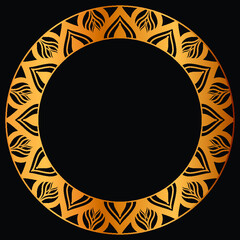 Luxury golden circle frame with vintage mandala gold circular pattern or gold mandala background