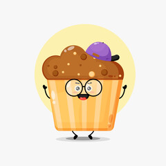 Cute muffin character wearing a hat