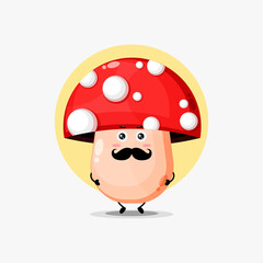 Cute mushroom character with mustache