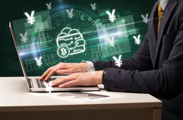 business hand working in stock market