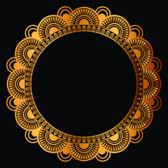 Luxury golden circle frame with vintage mandala gold circular pattern or gold mandala background