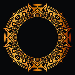Luxury golden circle frame with vintage mandala gold circular pattern or gold mandala background