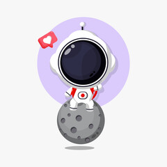 Illustration of cute astronaut on the moon