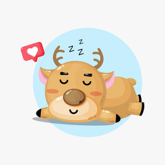 Illustration of cute deer sleeping peacefully