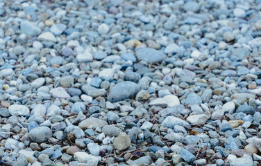 Close-up of ground full of stones with out-of-focus background