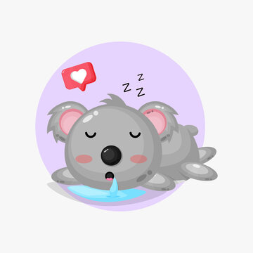 Illustration of cute koala sleeping peacefully