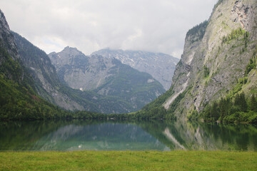 Naklejka na ściany i meble Obersee lake near Konigsee, Bavaria, Germany