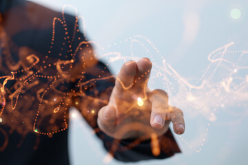 Abstract network of physical devices on the Internet using a network connection with statistics numbers 3d illustration