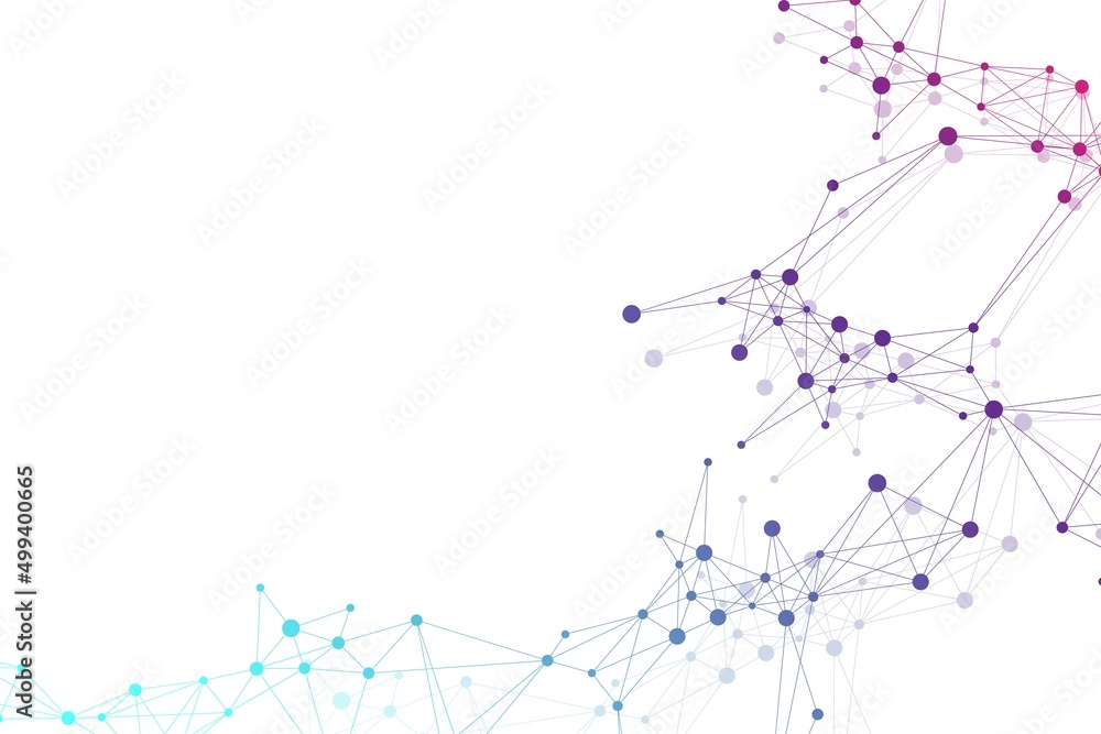 Aufkleber Geometric graphic background molecule and communication. Big data complex with compounds. Lines plexus, minimal array. Digital data visualization. Scientific cybernetic illustration.