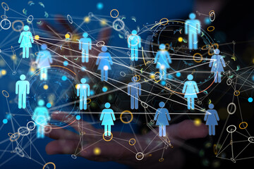 Abstract technology group and data 3d