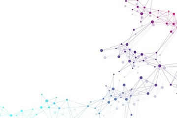 Geometric graphic background molecule and communication. Big data complex with compounds. Lines plexus, minimal array. Digital data visualization. Scientific cybernetic illustration.