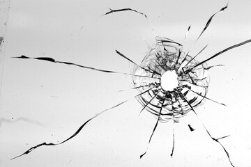 Cracks in the glass on a white background