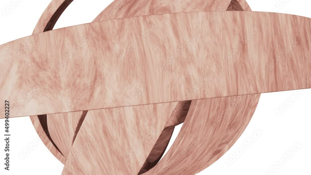 Aufkleber realistic abstract looping 3d animation of the wooden rings rotating around the wood sphere rendered