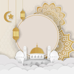 Eid al-Fitr illustration Vector Outline, eid mubarak Greeting Card Drawing, Muslim Happy Eid background