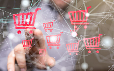 Shopping Cart Flat Design E-Commerce Icon