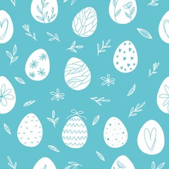 Vector pattern of Easter eggs drawn by hand