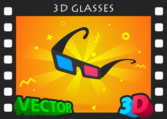 3d glasses isometric design icon. Vector web illustration. 3d colorful concept