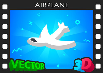 Airplane isometric design icon. Vector web illustration. 3d colorful concept