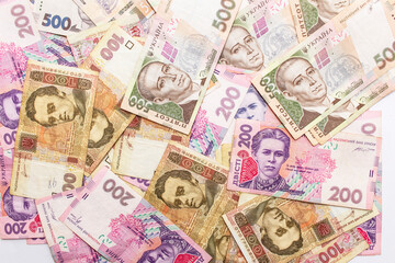 Fototapeta na wymiar New banknotes with a face value of hryvnia. Money background. Ukrainian money. Business concept.