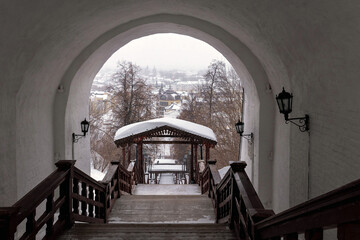 arches of a church in winter