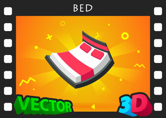 Bed isometric design icon. Vector web illustration. 3d colorful concept