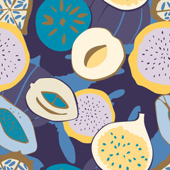 Tropical fruit seamless vector pattern