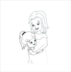 mother lifting daughter with floral decoration