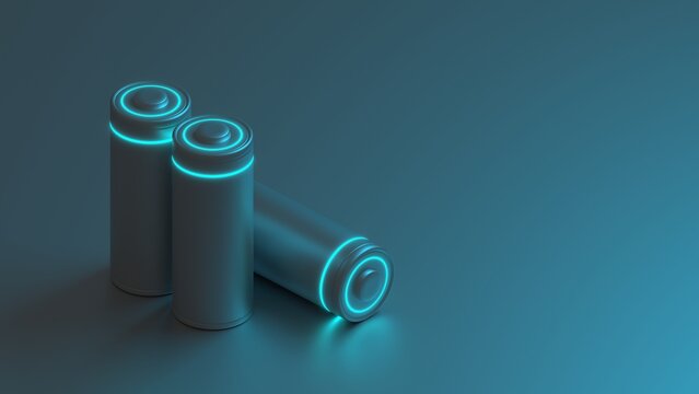 Lithium Battery concept - electrical power supply of rechargeable source - 3D illustration