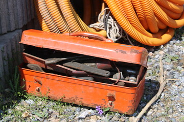 Old tool box on the ground