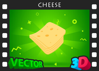 Cheese isometric design icon. Vector web illustration. 3d colorful concept