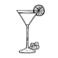 Cosmopolitan cocktail vector illustration, hand drawing sketch