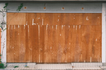 old wooden garage door