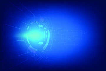 Obraz premium Abstract perspective blue technology background. Blank space template of network futuristic. Free design of presentation. Visualization of cloud communication data structure.