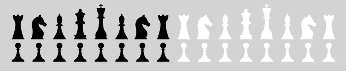 Standard chess pieces vector icon set