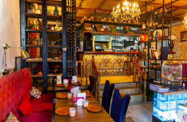 Interior of cozy georgian restaurant