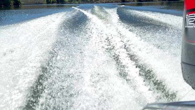 Wake of a speed boat on Bulshoek Dam, South Africa