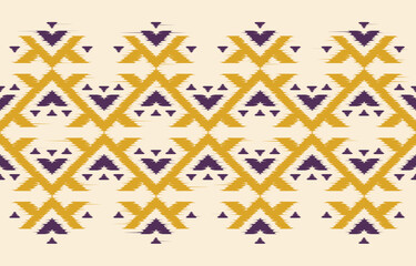 Ethnic abstract yellow. Seamless geometric pattern in tribal, folk embroidery, and Mexican style. Aztec geometric art ornament print. Design for carpet, wallpaper, clothing, wrapping, fabric, textile.